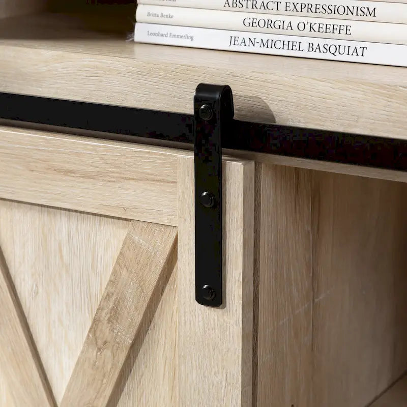 Meuble TV haut de 52 pouces avec porte coulissante de style grange