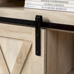 Meuble TV haut de 52 pouces avec porte coulissante de style grange