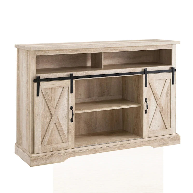 Meuble TV haut de 52 pouces avec porte coulissante de style grange