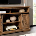 Meuble TV haut de 52 pouces avec porte coulissante de style grange