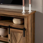 Meuble TV haut de 52 pouces avec porte coulissante de style grange