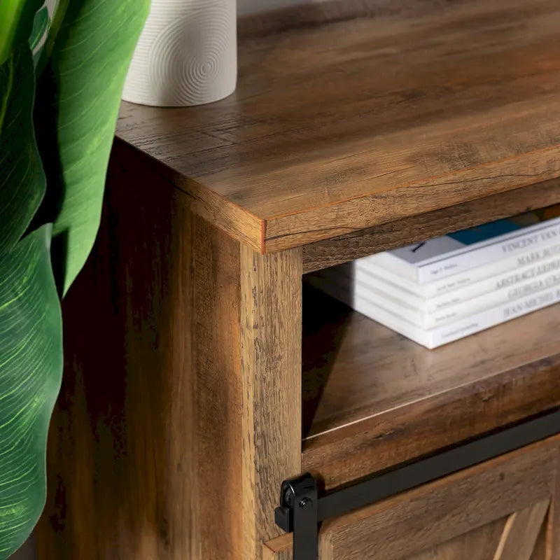 Meuble TV haut de 52 pouces avec porte coulissante de style grange