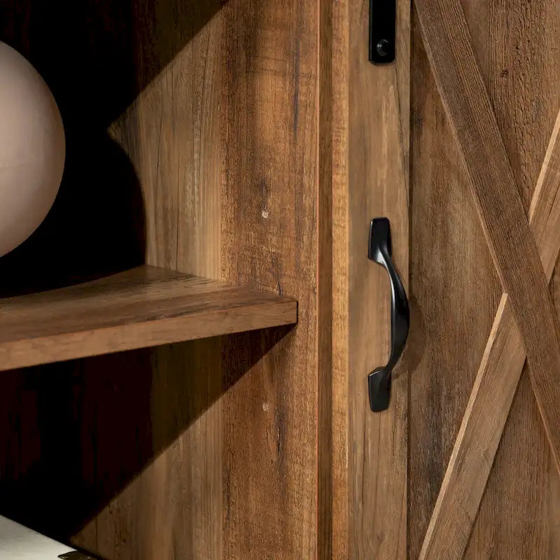 Meuble TV haut de 52 pouces avec porte coulissante de style grange