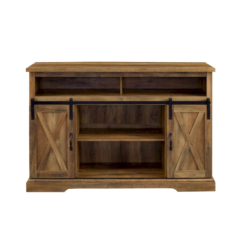 Meuble TV haut de 52 pouces avec porte coulissante de style grange