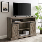 Meuble TV haut de 52 pouces avec porte coulissante de style grange