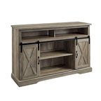 Meuble TV haut de 52 pouces avec porte coulissante de style grange