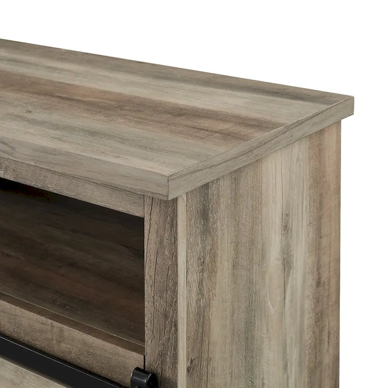 Meuble TV haut de 52 pouces avec porte coulissante de style grange