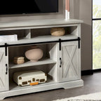 Meuble TV haut de 52 pouces avec porte coulissante de style grange
