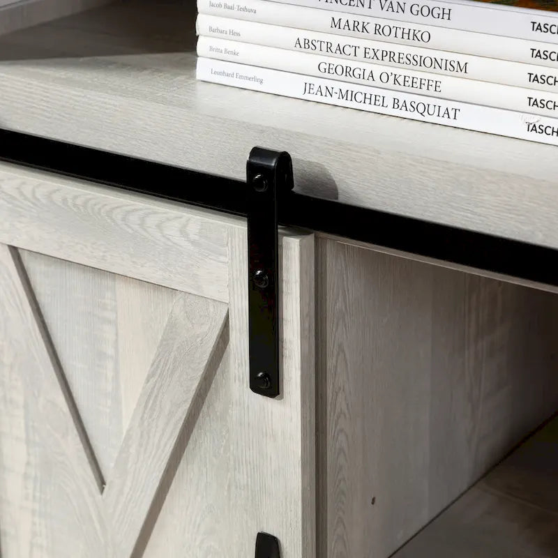 Meuble TV haut de 52 pouces avec porte coulissante de style grange