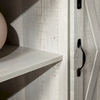 Meuble TV haut de 52 pouces avec porte coulissante de style grange