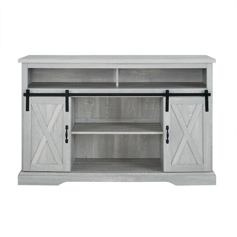 Meuble TV haut de 52 pouces avec porte coulissante de style grange