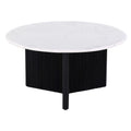 Table basse ronde sur pied avec plateau en marbre, 80 cm, blanc/noir