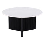 Table basse ronde sur pied avec plateau en marbre, 80 cm, blanc/noir