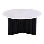 Table basse ronde sur pied avec plateau en marbre, 80 cm, blanc/noir
