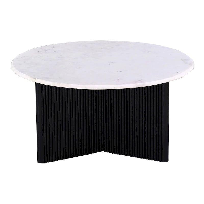Table basse ronde sur pied avec plateau en marbre, 80 cm, blanc/noir