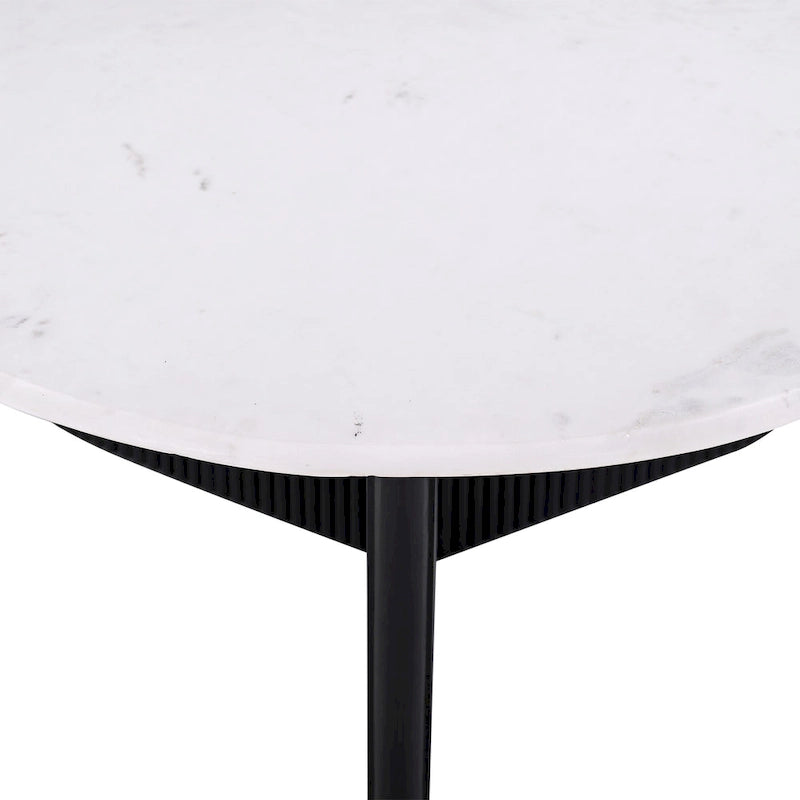 Table basse ronde sur pied avec plateau en marbre, 80 cm, blanc/noir
