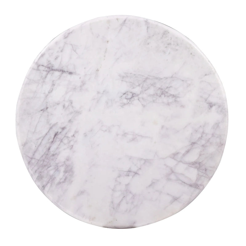 Table basse ronde sur pied avec plateau en marbre, 80 cm, blanc/noir