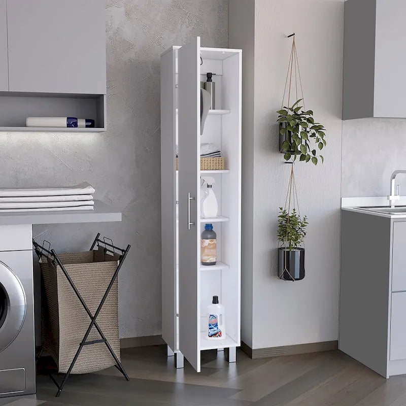 Armoire de rangement de 70 pouces de hauteur avec support à balais et 5 étagères