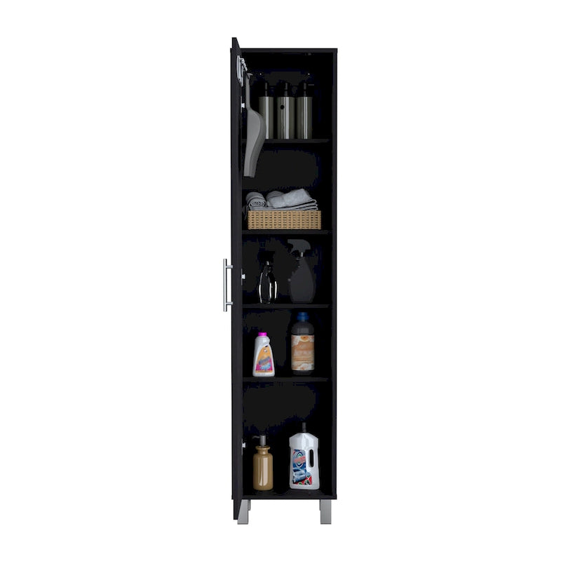 Armoire de rangement de 70 pouces de hauteur avec support à balais et 5 étagères