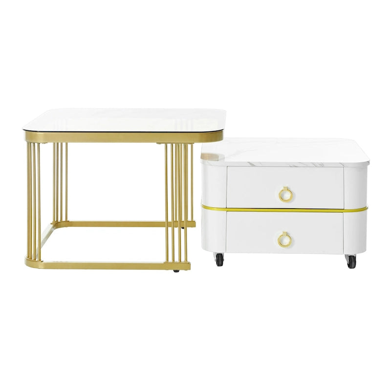 Tables basses gigognes avec roulettes, ensemble de 2