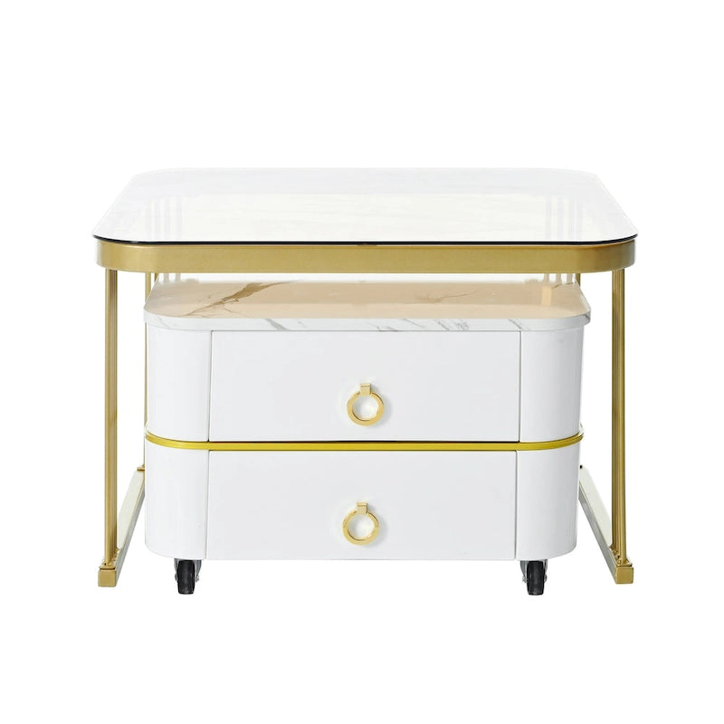 Tables basses gigognes avec roulettes, ensemble de 2