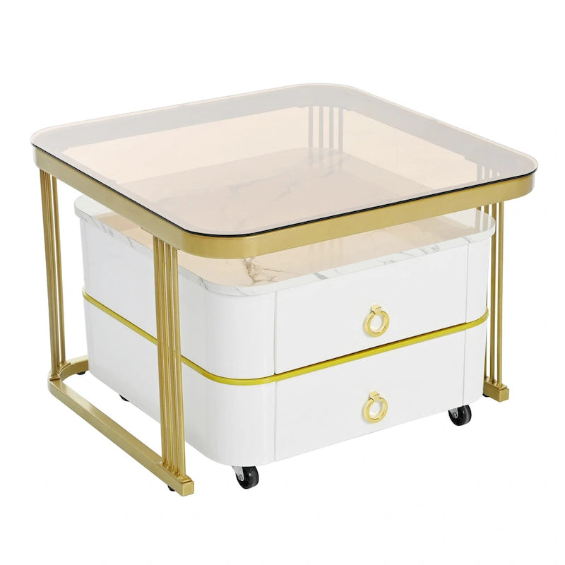 Tables basses gigognes avec roulettes, ensemble de 2