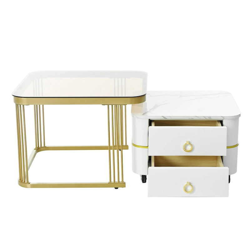 Tables basses gigognes avec roulettes, ensemble de 2