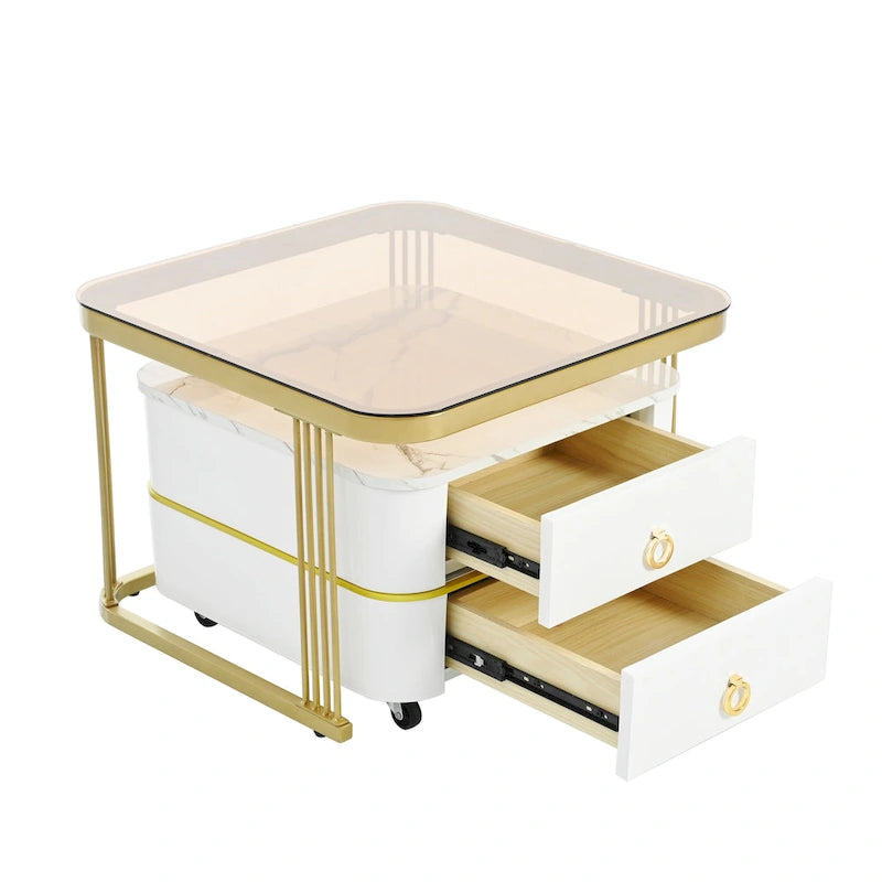 Tables basses gigognes avec roulettes, ensemble de 2