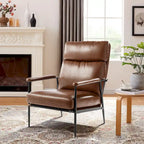 Fauteuil Mid-Century Modern avec dossier haut et accoudoirs rembourrés