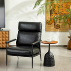Fauteuil Mid-Century Modern avec dossier haut et accoudoirs rembourrés