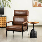 Fauteuil Mid-Century Modern avec dossier haut et accoudoirs rembourrés