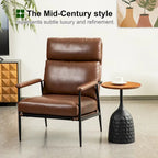 Fauteuil Mid-Century Modern avec dossier haut et accoudoirs rembourrés