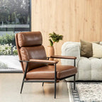 Fauteuil Mid-Century Modern avec dossier haut et accoudoirs rembourrés