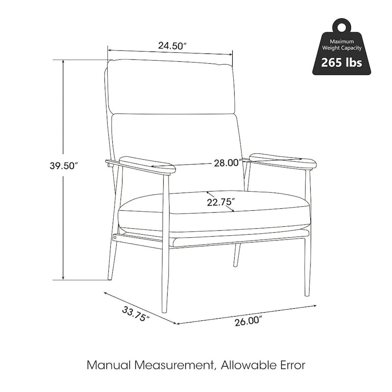 Fauteuil Mid-Century Modern avec dossier haut et accoudoirs rembourrés