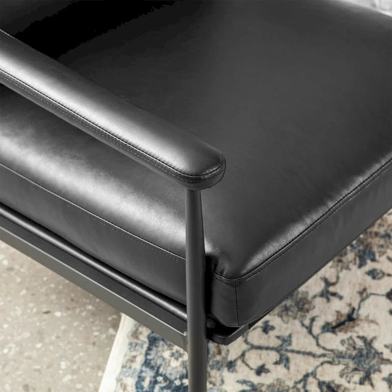 Fauteuil Mid-Century Modern avec dossier haut et accoudoirs rembourrés