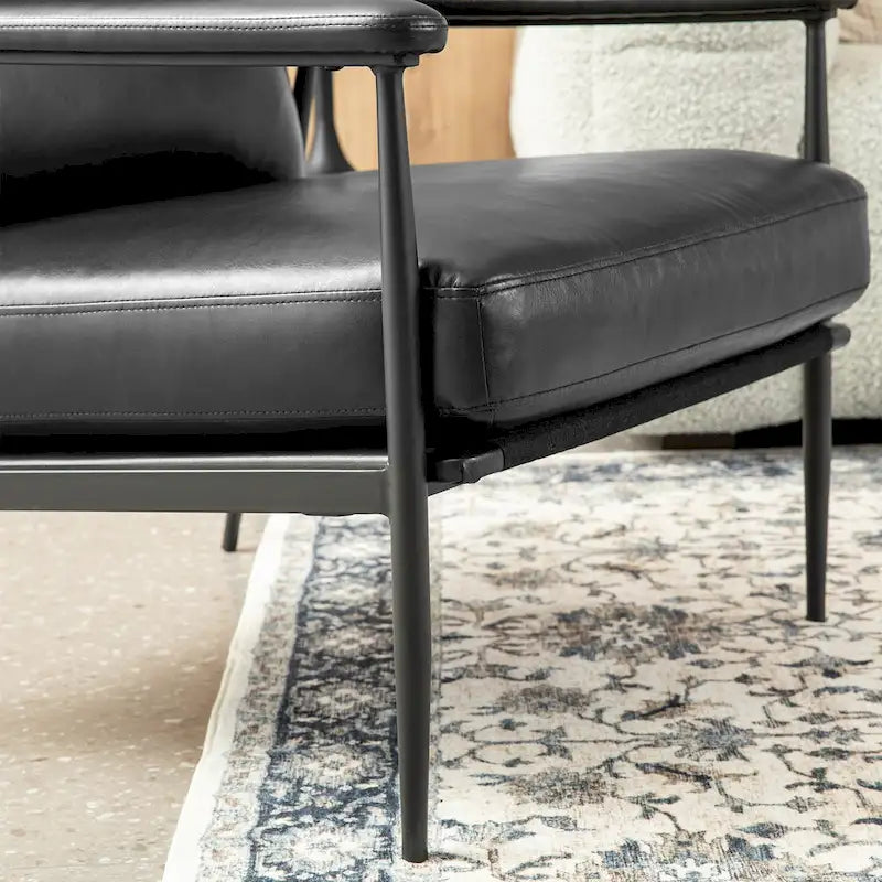 Fauteuil Mid-Century Modern avec dossier haut et accoudoirs rembourrés