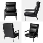 Fauteuil Mid-Century Modern avec dossier haut et accoudoirs rembourrés