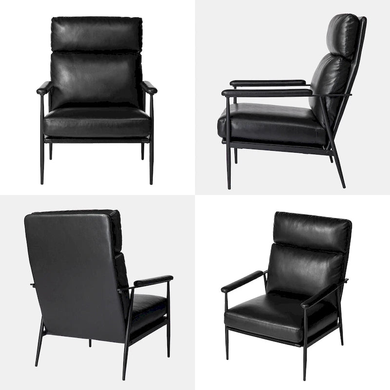 Fauteuil Mid-Century Modern avec dossier haut et accoudoirs rembourrés