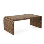 Table basse rayée en bois massif marron de 26 pouces