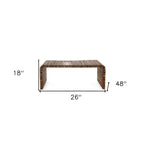 Table basse rayée en bois massif marron de 26 pouces