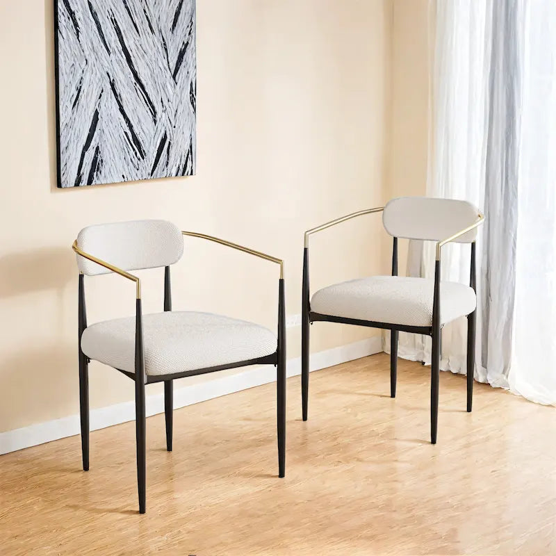 Lot de 2 chaises de salle à manger avec revêtement en velours Teddy et pieds en métal