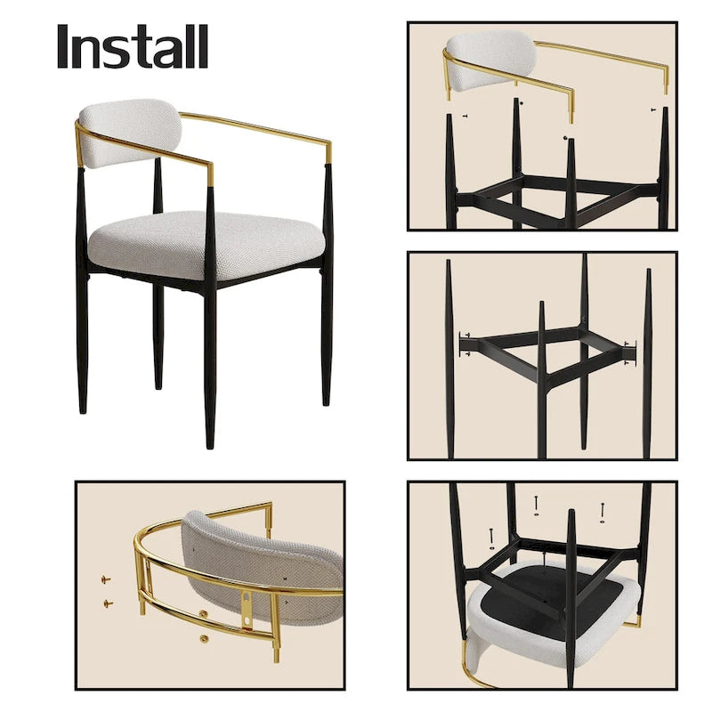 Lot de 2 chaises de salle à manger avec revêtement en velours Teddy et pieds en métal
