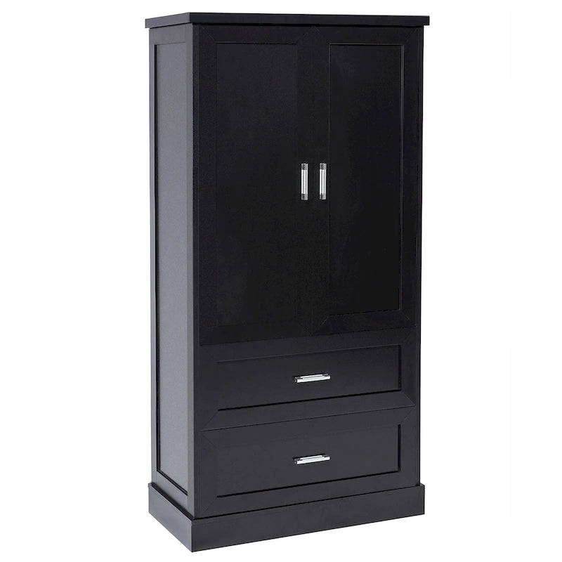 Meuble de rangement haut de salle de bain avec deux portes et tiroirs, étagère réglable, MDF