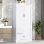 Meuble de rangement haut de salle de bain avec deux portes et tiroirs, étagère réglable, MDF