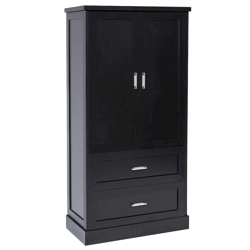 Meuble de rangement haut de salle de bain avec deux portes et tiroirs, étagère réglable, MDF