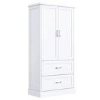 Meuble de rangement haut de salle de bain avec deux portes et tiroirs, étagère réglable, MDF
