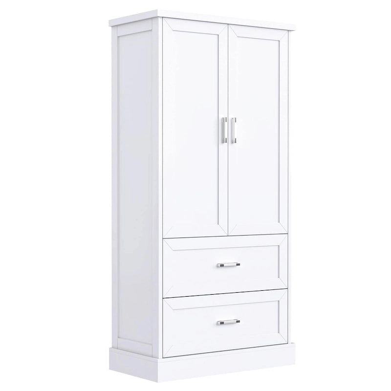 Meuble de rangement haut de salle de bain avec deux portes et tiroirs, étagère réglable, MDF