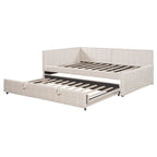 Lit de repos capitonné pleine grandeur avec lit gigogne double escamotable et ports USB