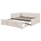 Lit de repos capitonné pleine grandeur avec lit gigogne double escamotable et ports USB