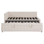 Lit de repos capitonné pleine grandeur avec lit gigogne double escamotable et ports USB